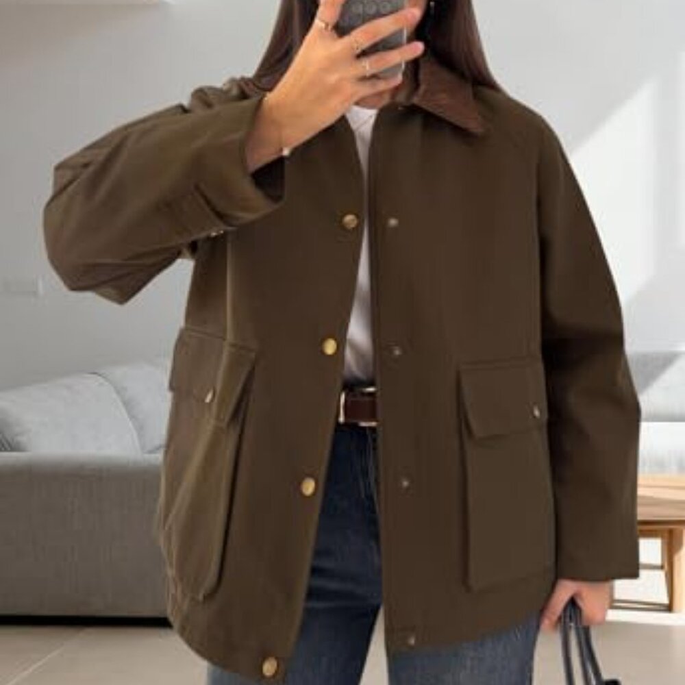 Casual Cargo Jacket Lightweight Button Front Long… - image 8